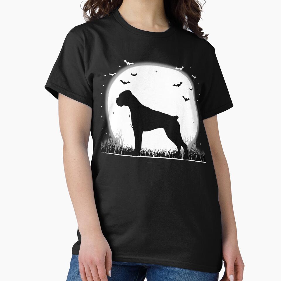 Boxer Dog – Halloween Moon Silhouette by The Real Life Symphony