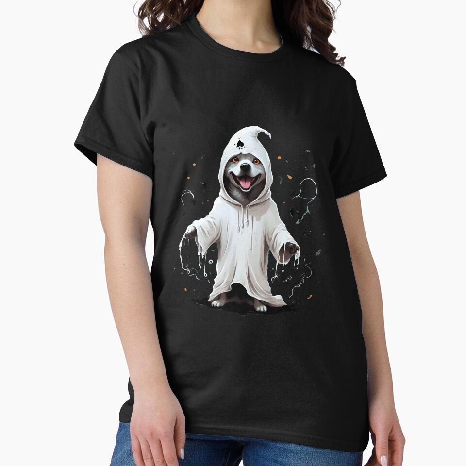 Happy Dog in a Ghost Costume for Halloween! by karolinahinc