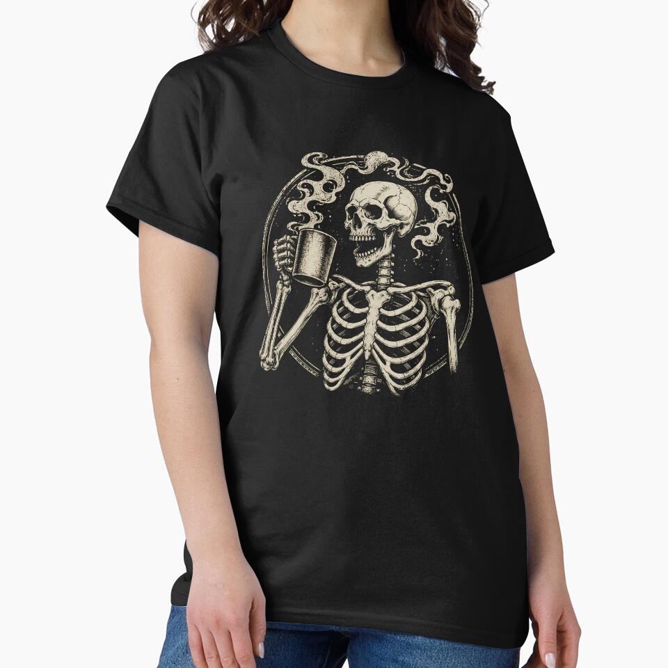 Vintage Skeleton Coffee Skull Retro Horror Gothic by Moizento