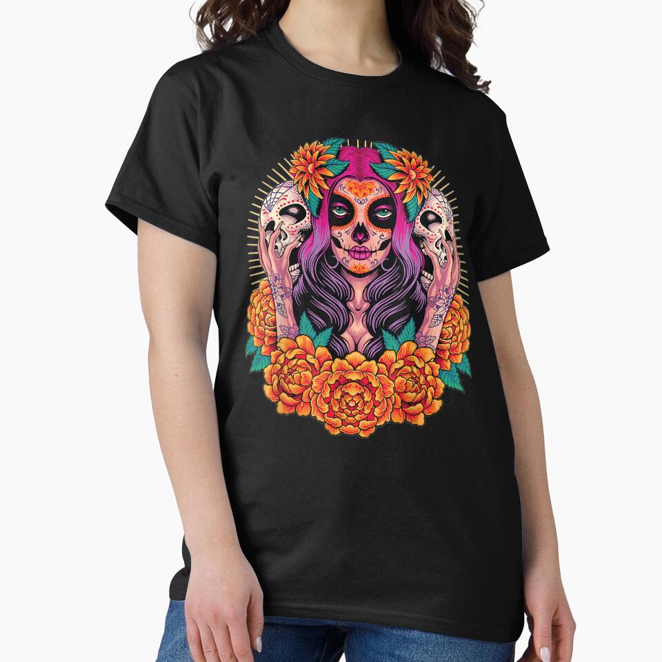La Catrina Skull Flowers Dia De Los Muertos by dyerpuckett