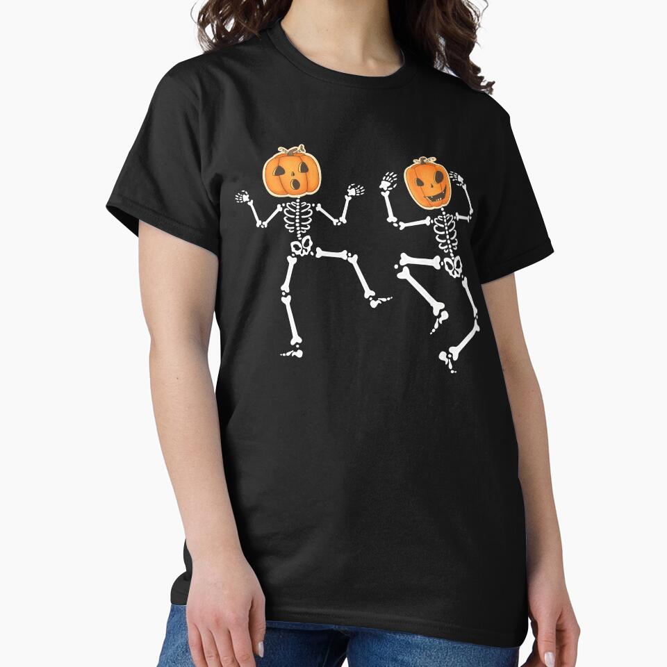 Dancing Skeletons Dance Challenge Halloween Scary Skeleton | Dancing Skeleton with Pumpkin Head Halloween | Rocker Skeleton Hand Rock On Costume Funny Halloween by FitBeast