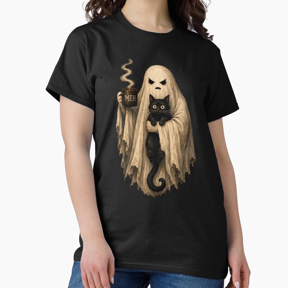 ghost halloween black cat by Starry Night Creative Art