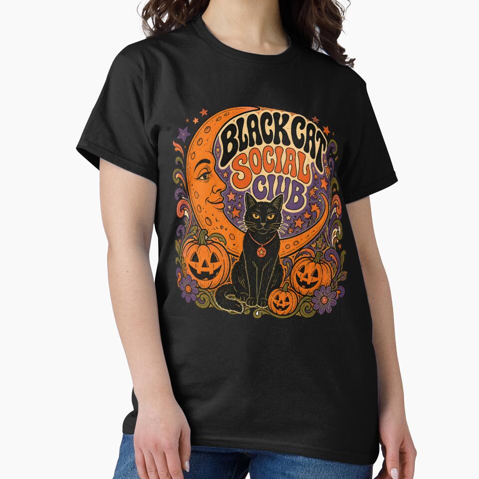 Black Cat Social Club Psychedelic Halloween by LiviuGligoros