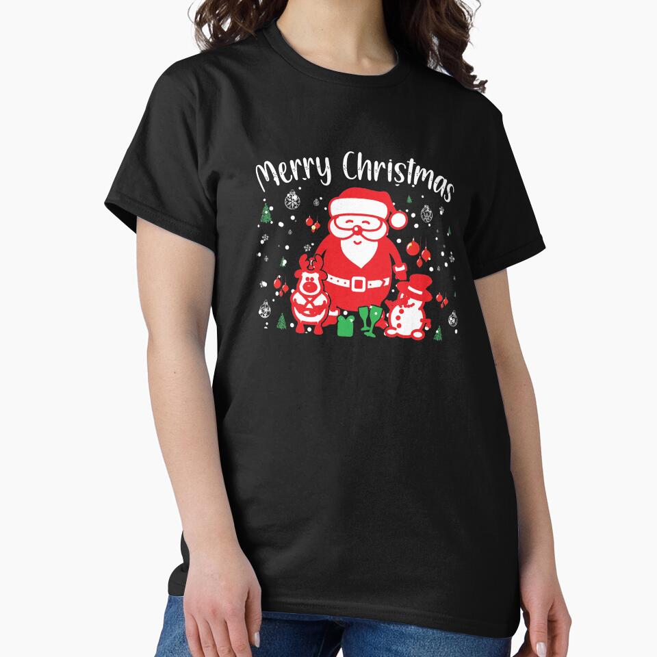 Merry Christmas Santa Claus Reindeer And Snowmans by amreenshanley