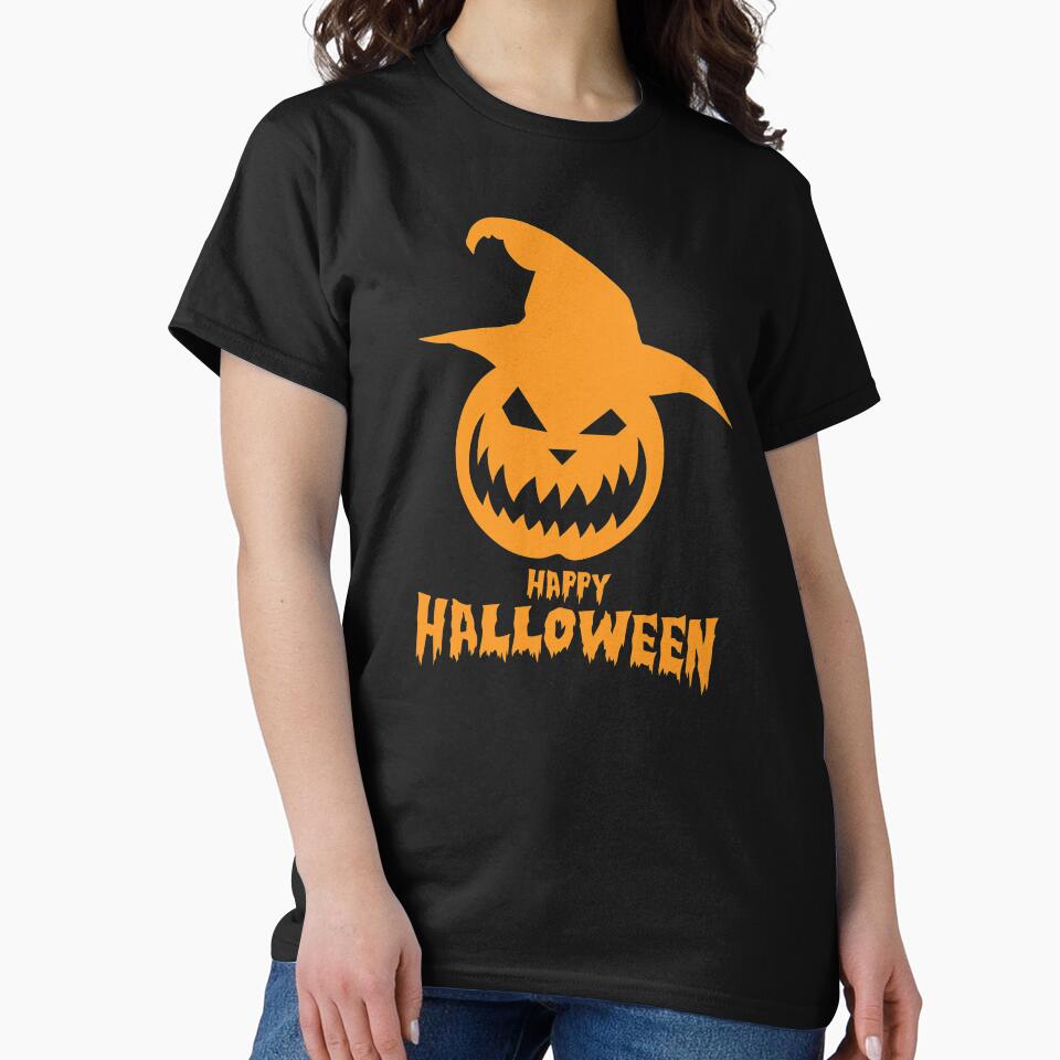 Happy Halloween With Orange Scary Pumpkin by anbartshirts
