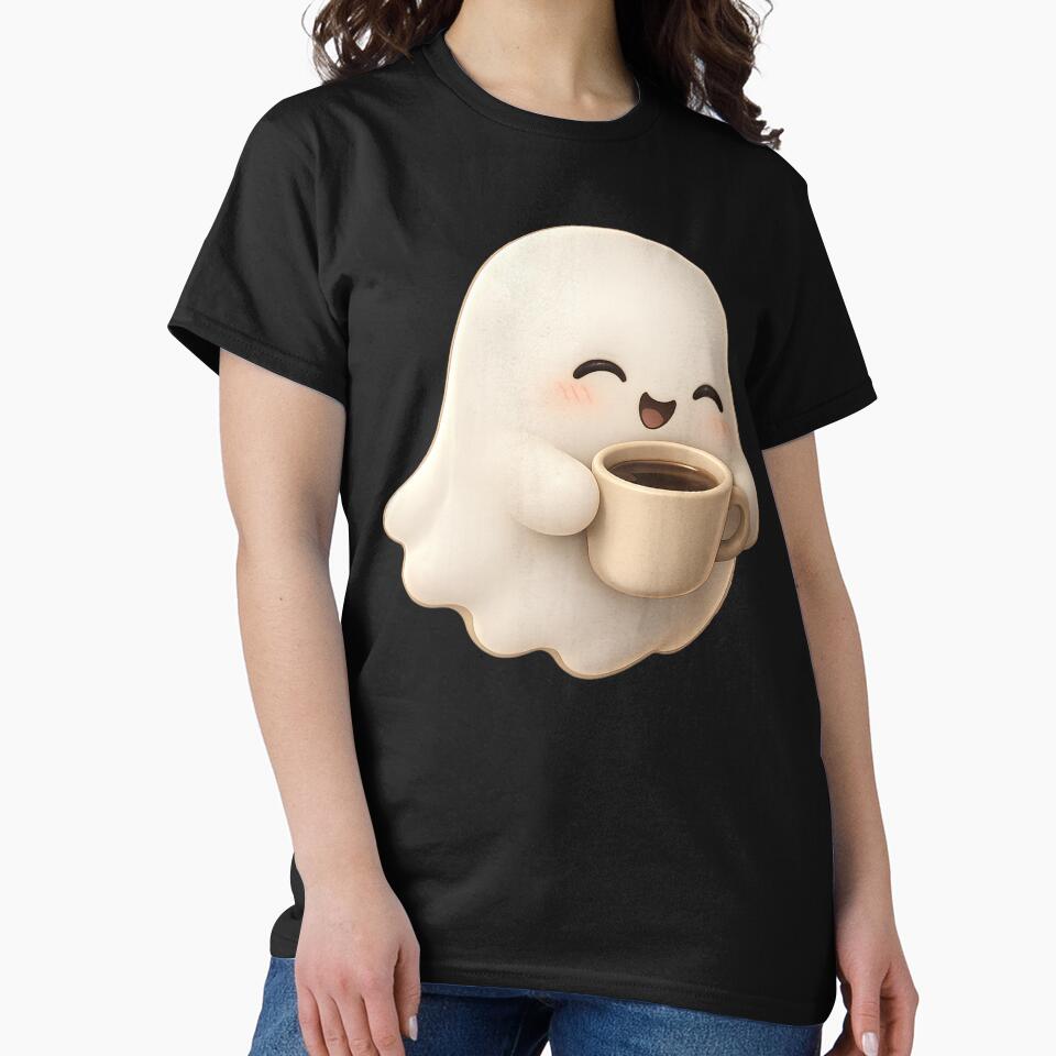 Cute Coffee Ghost Kawaii Halloween Character | Cozy Spooky Coffee Lover Ghost by Extravanganzza