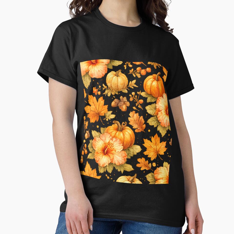 Autumn Harvest Hibiscus Pumpkin Pattern | Watercolor by IamNolmo