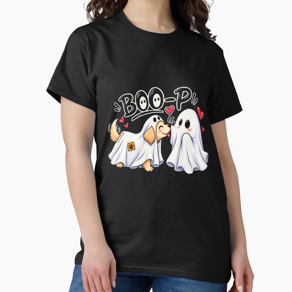 Boo-p Ghost Dog Comfort Colors T-Shirt, Funny Halloween Dog Mom Shirt, kawaii design by WOWART69