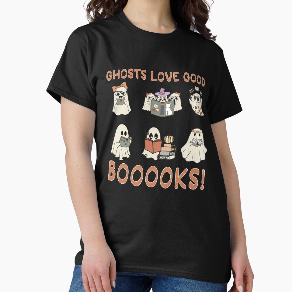 Cute Ghosts Reading Booooks Halloween by onthemovedesign