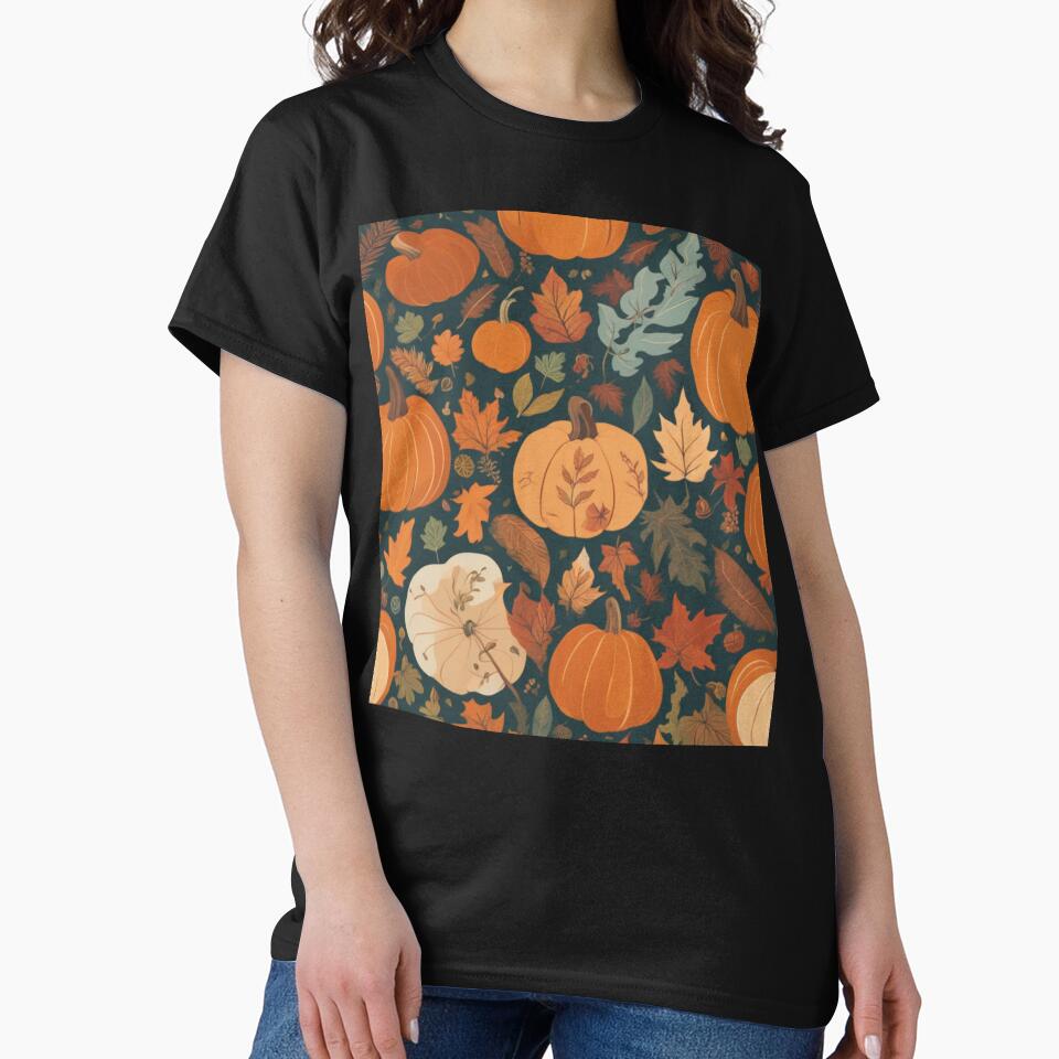 Vibrant Boho Fall Pattern – Pumpkins, Leaves by DEEPDesignsART
