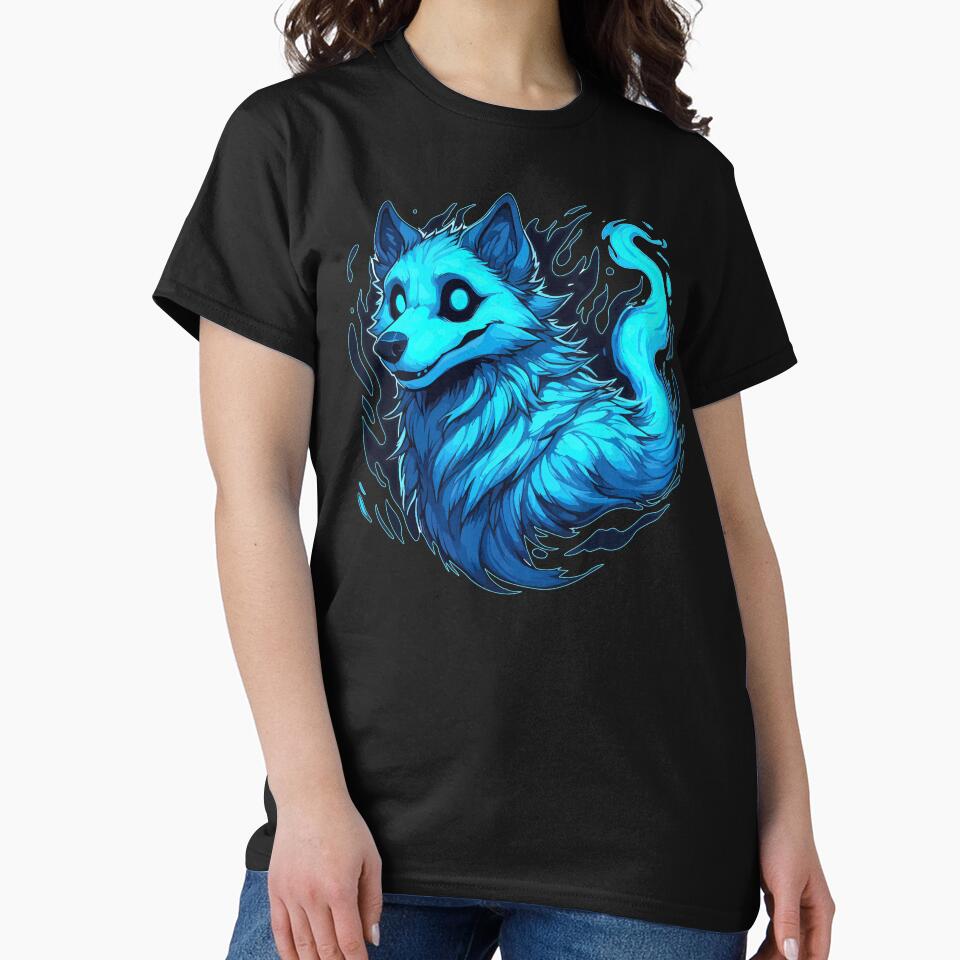 Kawaii Halloween Blue Ghost Wolf Dog by TomFrontierArt
