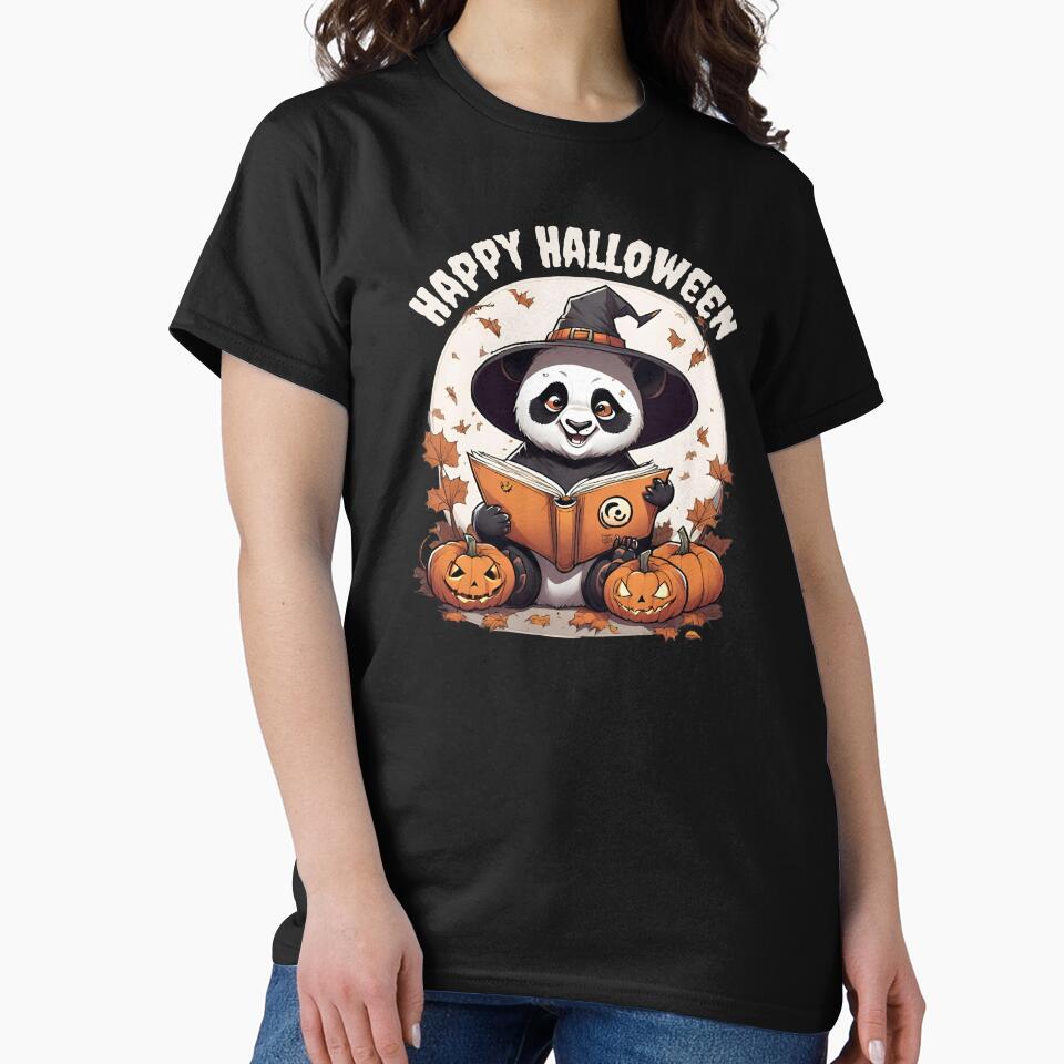 Happy Halloween Funny Panda Reading a Book, 2025 Halloween by TreetopStudios