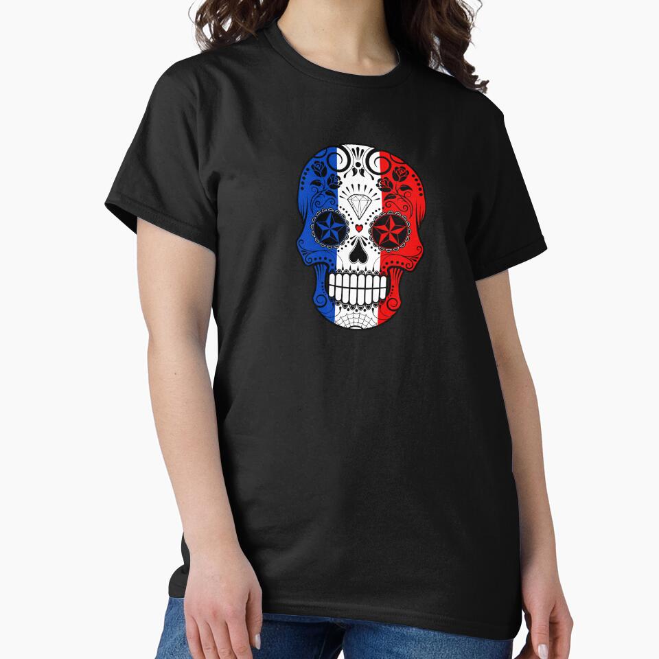 Sugar Skull with Roses and Flag of France by JeffBartels