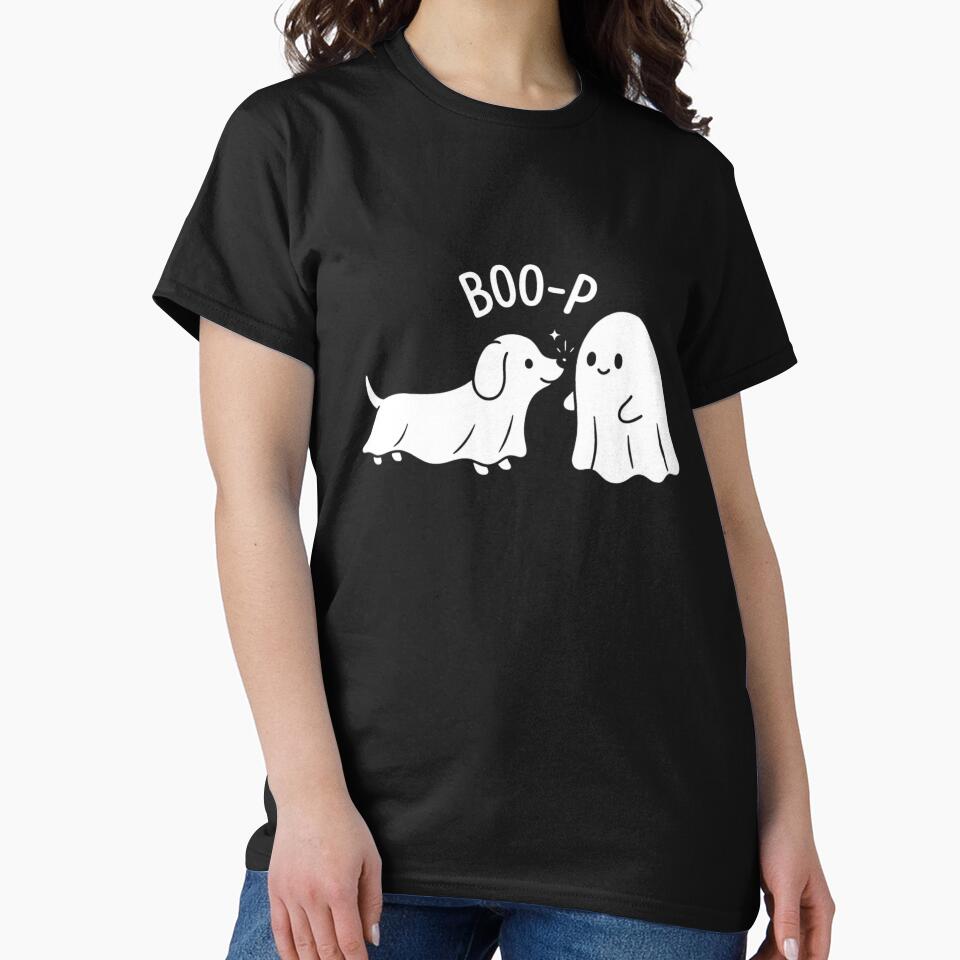 Boo Boo-p Dog Ghost Funny Halloween Dog Lovers Dog Mom T-Shirt | Cute Spooky Pup Graphic Gift by Trendably