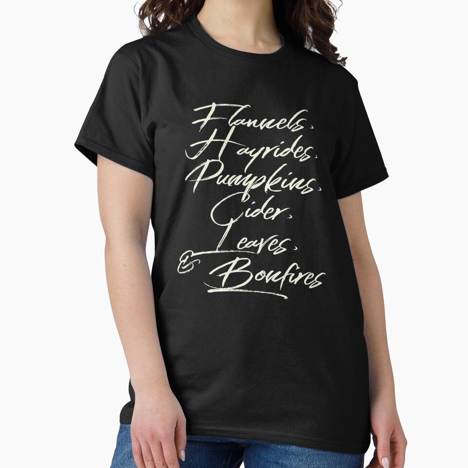 Flannels, Hayrides and Pumpkins Fall Tshirt by Vroomie