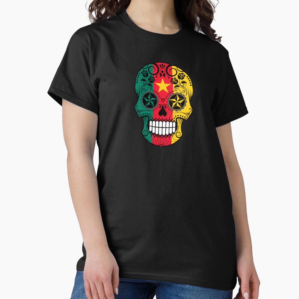 Sugar Skull with Roses and Flag of Cameroon by JeffBartels