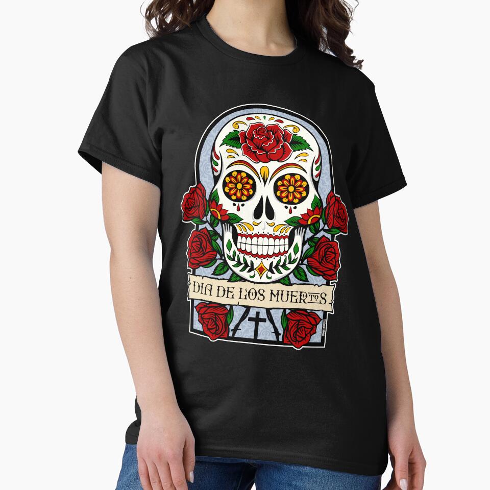 Dia De Los Muertos Scull & Roses Art by GarmentMonkeyCo