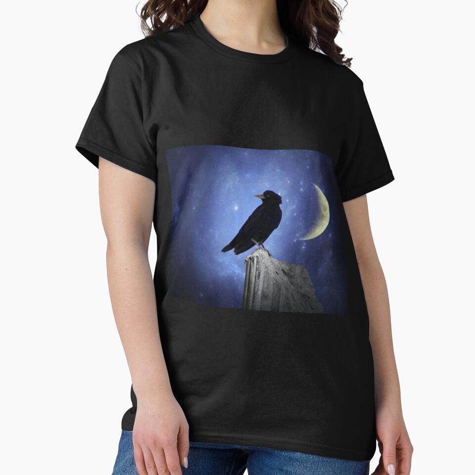 Crow And A Crescent Moon by gothicrow