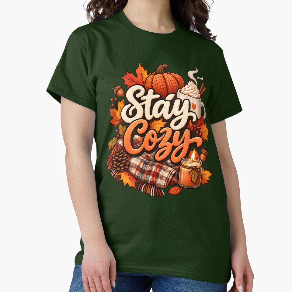 Stay Cozy – Autumn Pumpkin Spice & Fall Leaves by blankTeeShirt