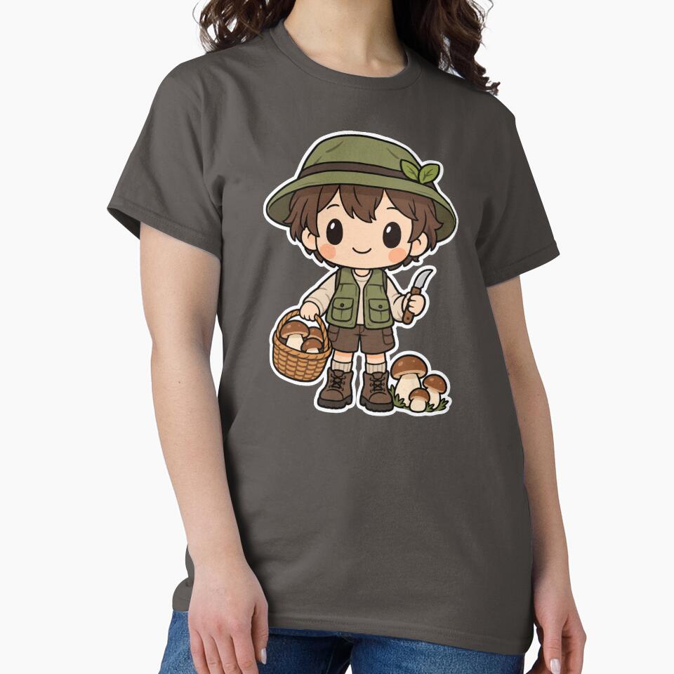 Cute Mushroom Picker with Bolete Basket by OddHobbyClub