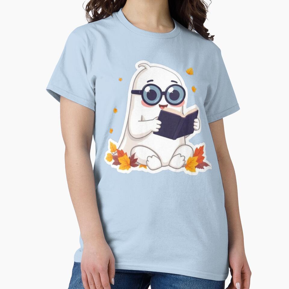 Cute Reading Ghost Autumn Bookworm by Akira Design Store