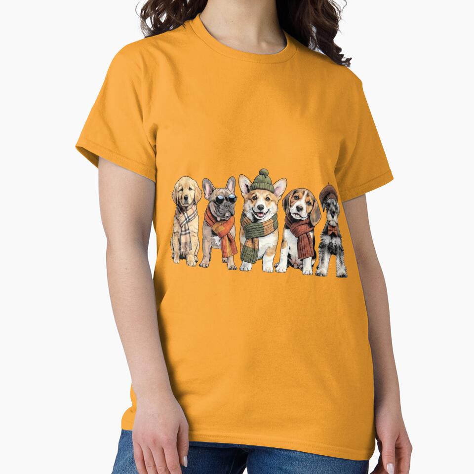 Cute Comic Style Puppies Wearing Fall Outfits and Scarves by VibranPalette
