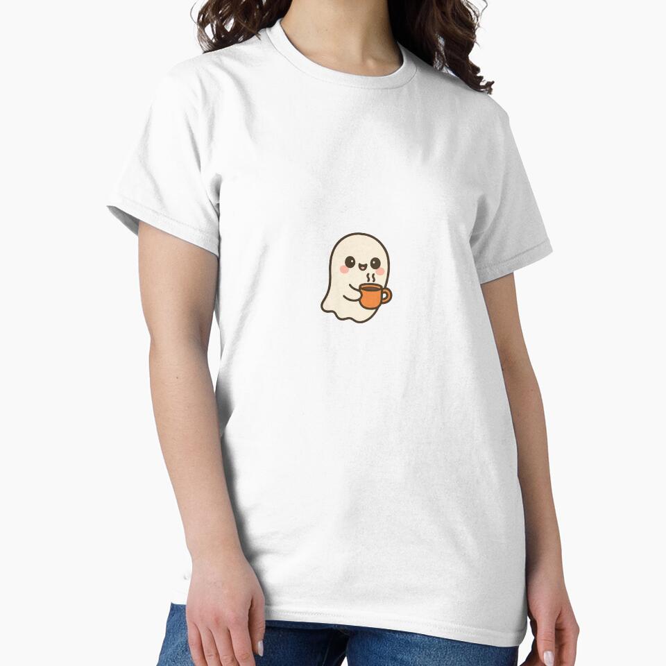 Kawaii Coffee Ghost – Cute Halloween Ghost with Mug by Meow-WoofDesign