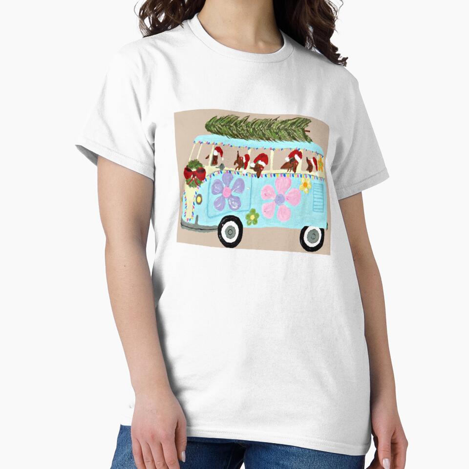Dachshunds in Christmas Hippie Van by Squirreldumplings