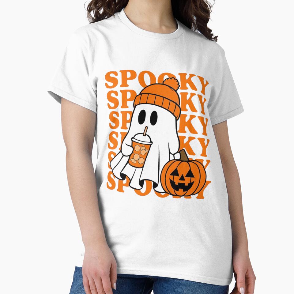 Spooky Ghost with Pumpkin Coffee – Cute Halloween Vibes by FloraMyst