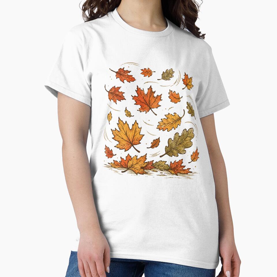 Retro Autumn Leaves Falling Vintage Seasonal Nature by Moizento