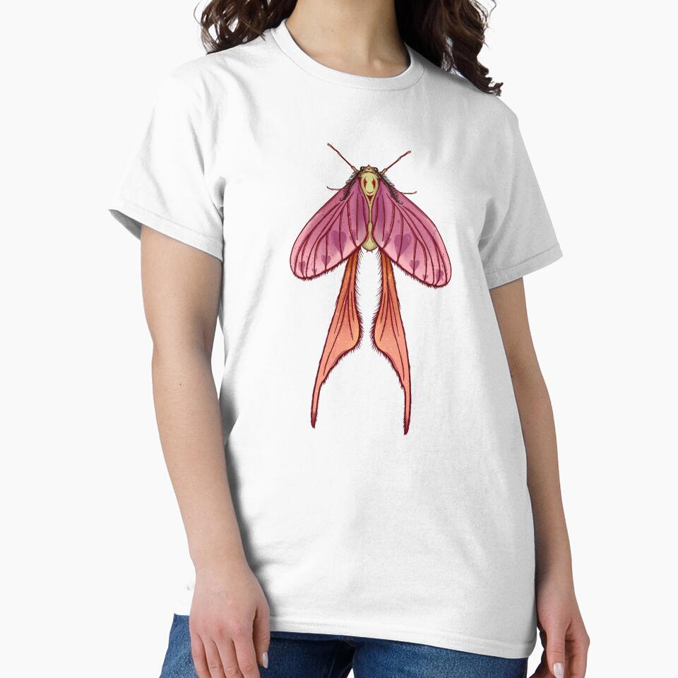 Mystic Pink Luna Moth – Elegant Gothic Insect by StickLabmoster