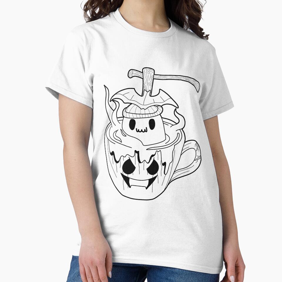 Spooky Ghost in a Coffee Cup with Bat Axe Hat – Cute Halloween Design by PILEXART