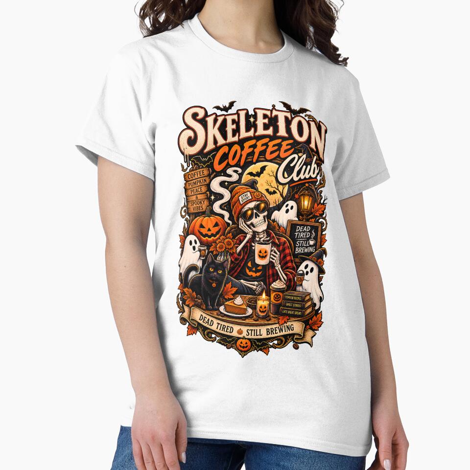 Vintage Skeleton Coffee Club Dead Tired by deluxelion