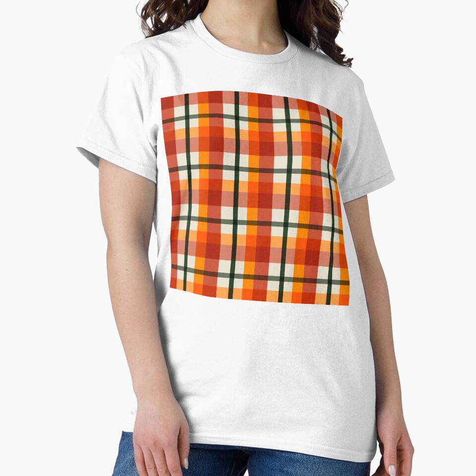 Melancholy Autumn Orange Plaid by One Owl Artist
