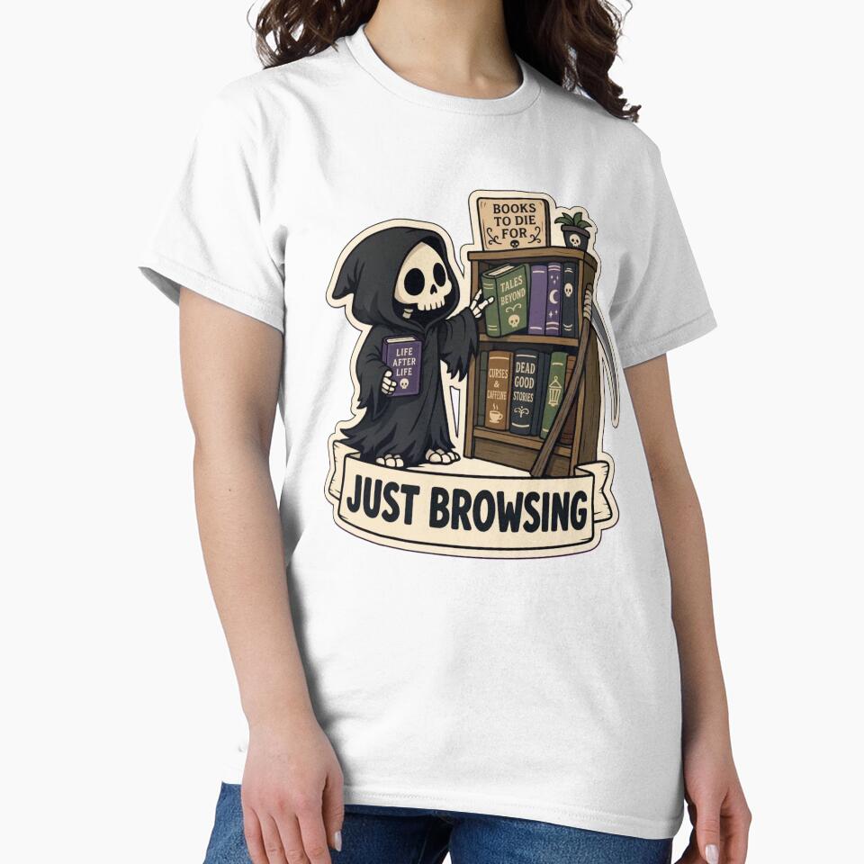 Reaper Bookshop | Cute Grim Reaper Cosy Spooky Doodle by StickyGuys