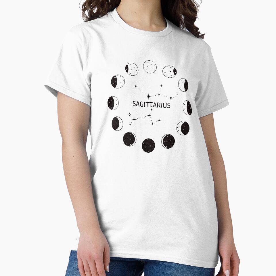Moon phases and zodiac constellation Sagittarius by MonochromeEcho