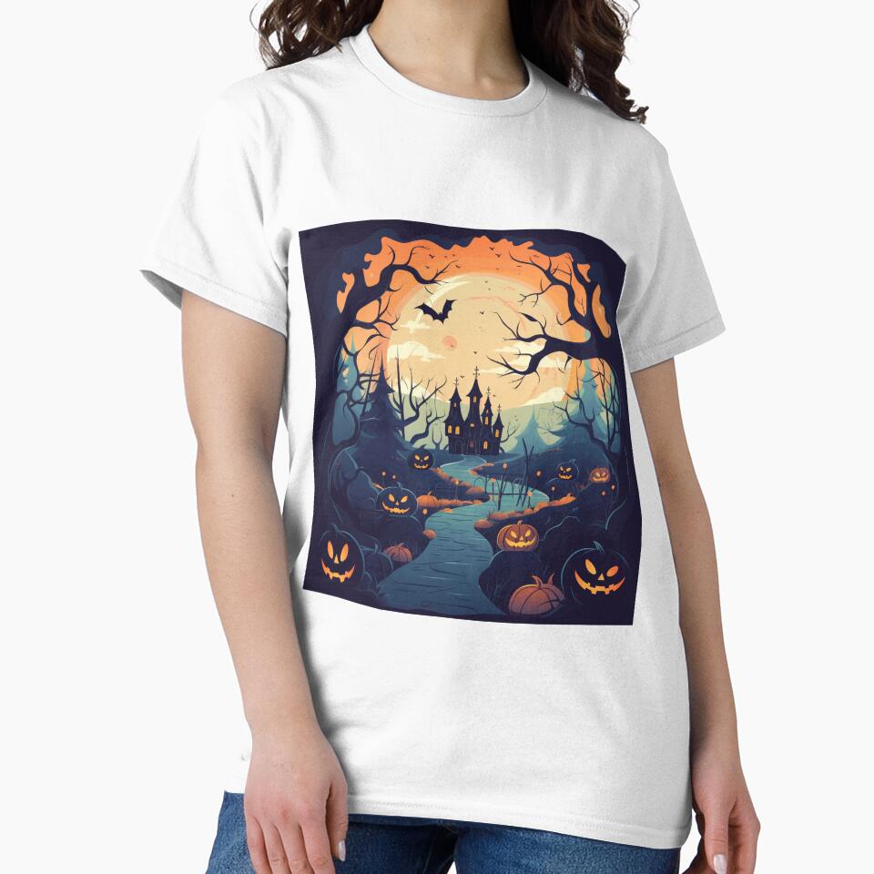 halloween background with pumpkin and halloween house by SabinArt