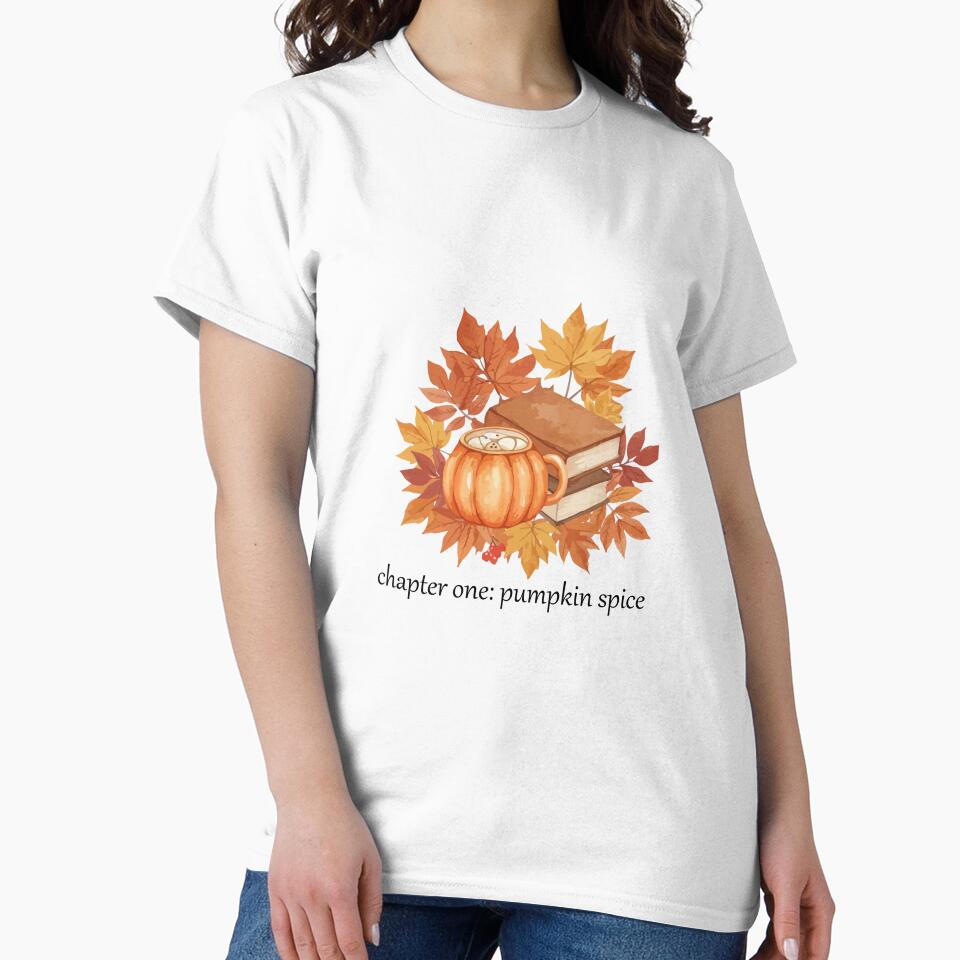Chapter One Pumpkin Spice Cozy Autumn Illustration, white edition by designsoftinaa