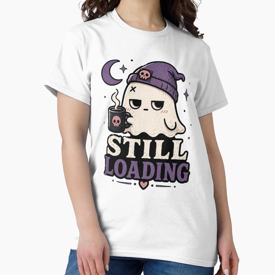 Sleepy Coffee Ghost Still Loading Illustration by HESE ODDWORKS