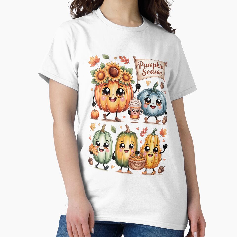 Kawai Animated Pumpkins Celebrating Fall by jkrphoto