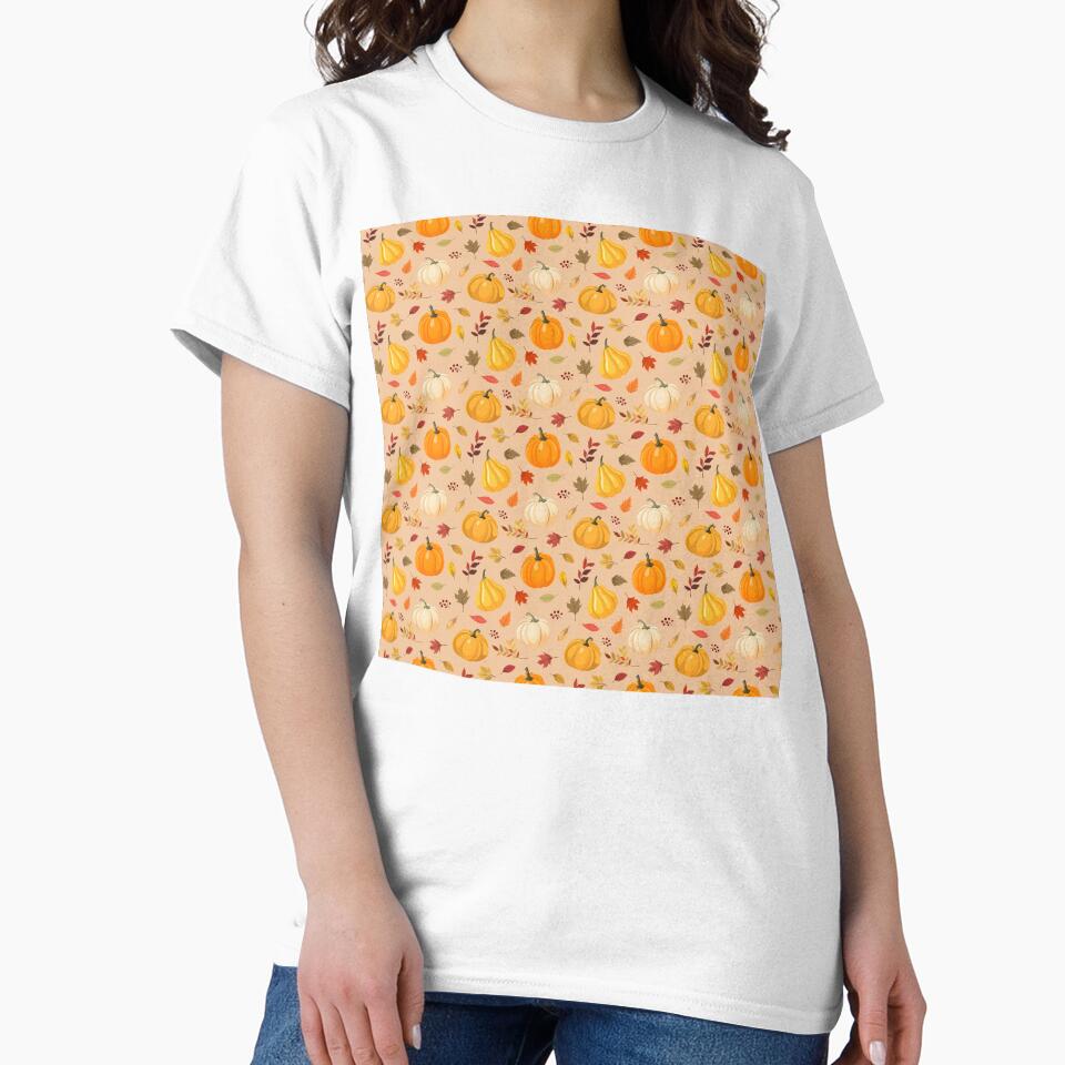 Autumn Foliage and Pumpkins Pattern – Harvest Squash and Rustic Fall Leaves by smeraldosecrets