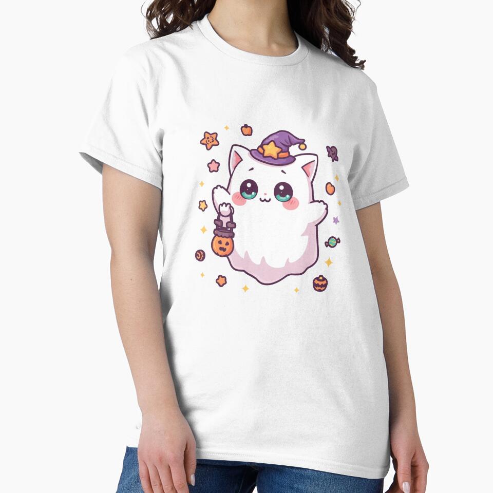 Cute Ghost Cat – Kawaii Halloween Magic by Cavalier-org