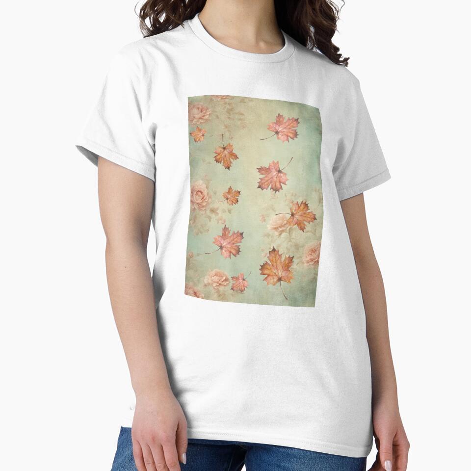 Soft Fall Pattern – Maple Leaves and Pink Roses Design by Furkan Al-Gburi