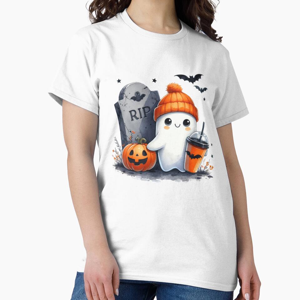 Cute Boo with Pumpkin and Coffee by simonbluevski