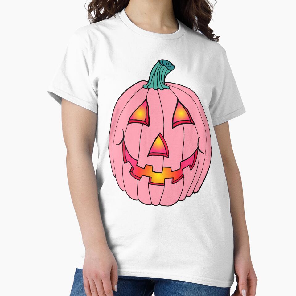 Pink Glowing Jack-O-Lantern Pumpkin by Deborah Camp
