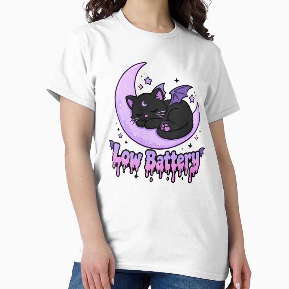 Low Battery Pastel Goth Kitten Sleeping Bat by chattsuede