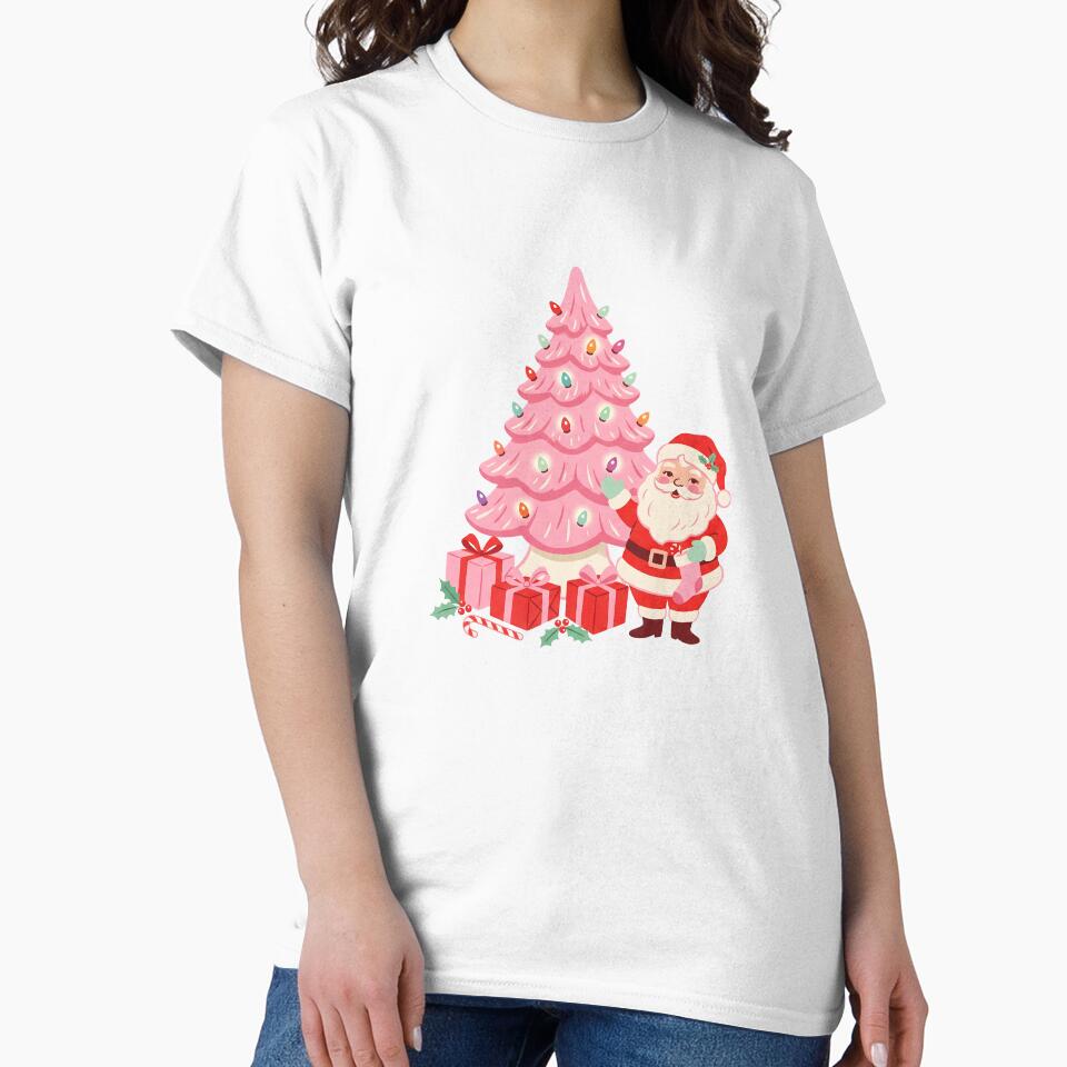 Pink Christmas Vintage Retro Santa Ceramic Tree by mindshocker