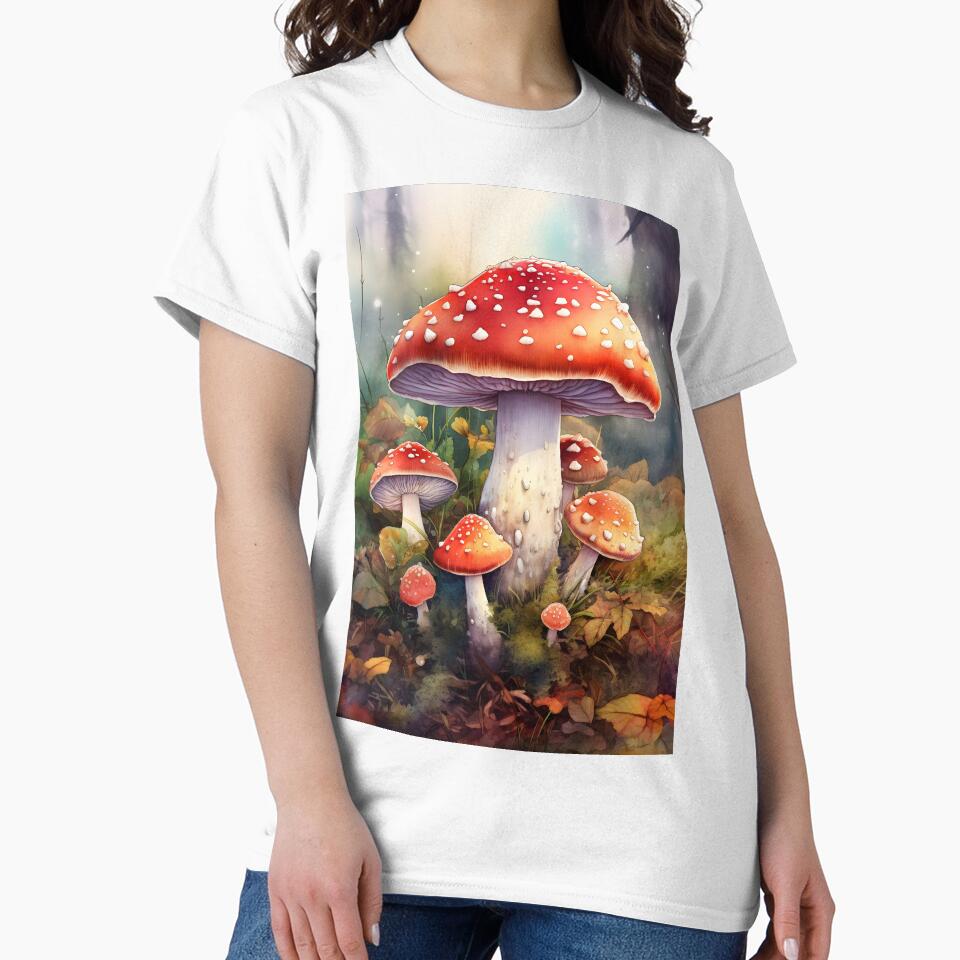 Amanita Mushrooms – Watercolor Autumn Fungi Art by EmeraldeaArt