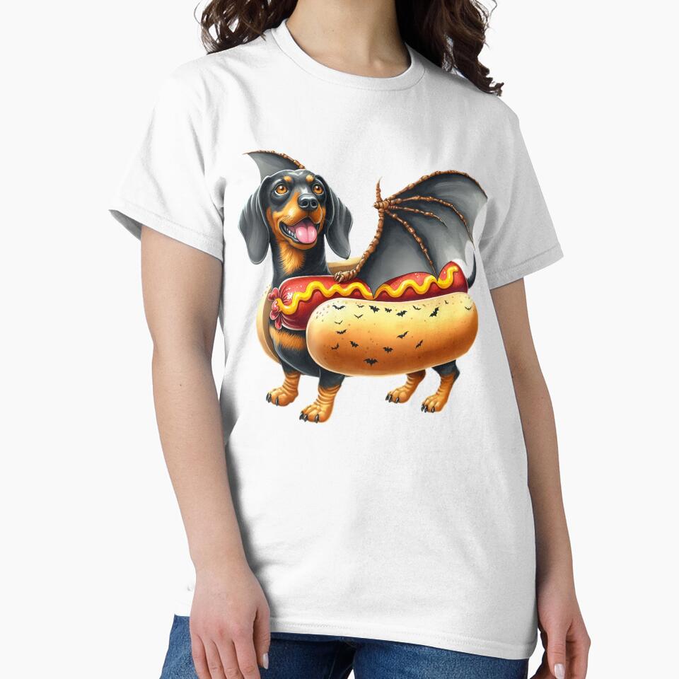 Dachshund like a hot dog with bat wings by GogoGrove