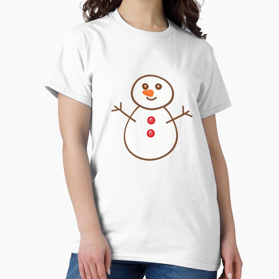 Snowman with carrot nose Christmas cartoon hand drawn illustration by Anngozza2